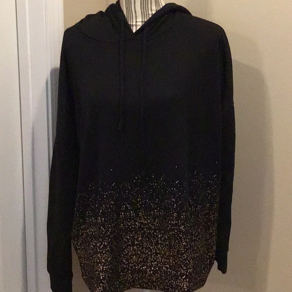 Live Well Black Gold Flecked Hooded Top Size Large - Picture 1 of 5